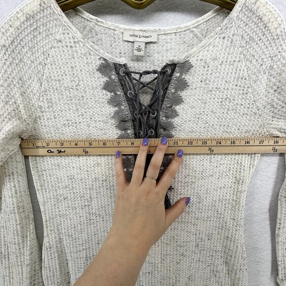 Vintage X America Boho Indie Hippie Lara Half Lace Fringe Criss Cross Top MEDIUM - Picture 4 of 7